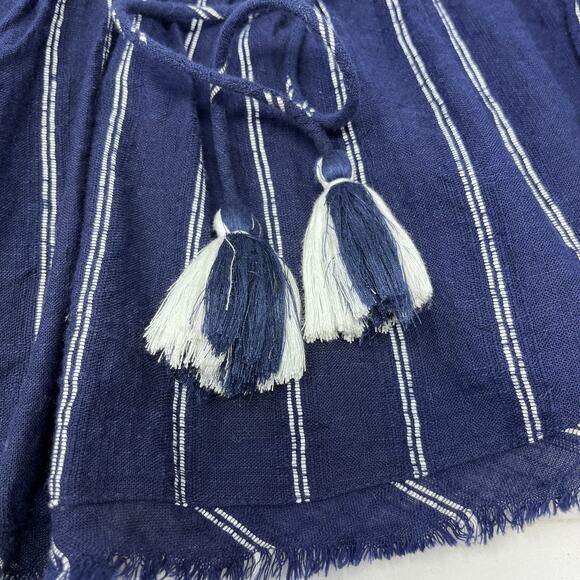 Free‎ People Womens Pesant Top XS Evey Stripe Keyhole Tassel Tie Festival Boho - Picture 4 of 10
